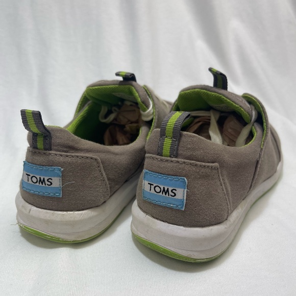 TOMS Tan and Green Slip-On Lace Up Shoes size Big Kid 4 - Picture 3 of 5